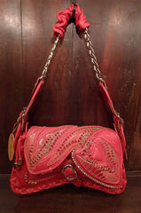 Bracher Emden Red Leather With Swarovski Crystal Embellished Butterfly Purse