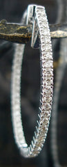 Oval In-Out Diamond Hoop Earrings in 18K White Gold