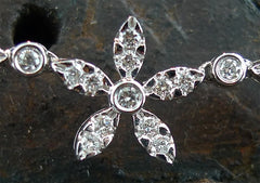 Diamond Flower Link Necklace in 18K White Gold
