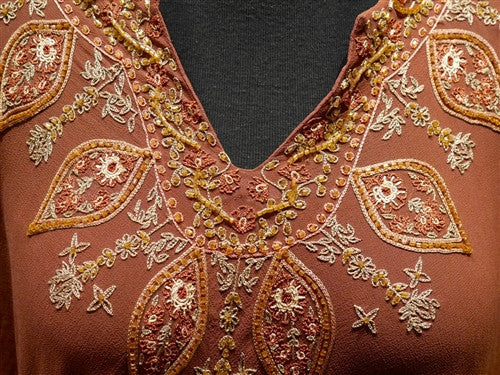 Tanja Pignatelli Silk Fringe Beaded Poncho Tunic