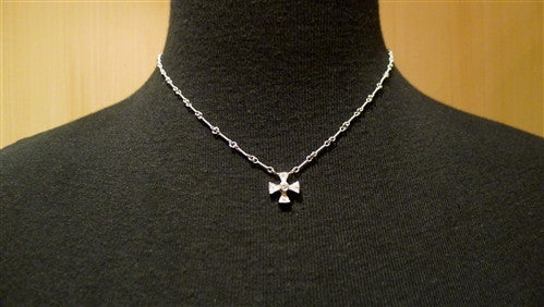 Jude Frances 18K White Gold and Diamond Maltese Cross Necklace