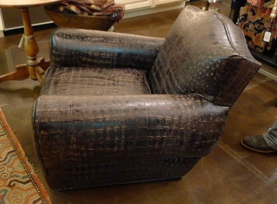 Bobo Intriguing Objects Croc Embossed Leather Club Chair- Black