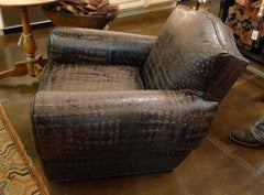 Bobo Intriguing Objects Croc Embossed Leather Club Chair- Black