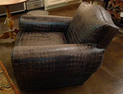 Bobo Intriguing Objects Croc Embossed Leather Club Chair- Black