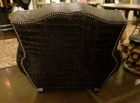 Bobo Intriguing Objects Croc Embossed Leather Club Chair- Black