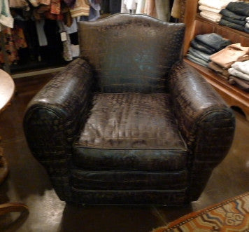 Bobo Intriguing Objects Croc Embossed Leather Club Chair- Black