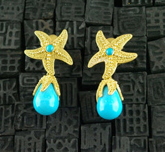 Carolyn Tyler 22K Yellow Gold and Turquoise Earrings