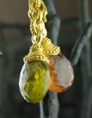 Carolyn Tyler 22K Yellow Gold and Tourmaline Faceted Drop Pendants