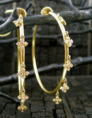 Loree Rodkin Diamond Disco Hoop Earrings with Maltese Crosses in 18K Yellow Gold