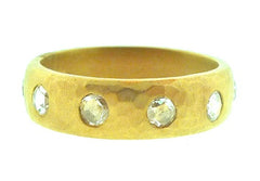 Talisman Unlimited Rosecut Diamond Hammered Band Ring in 18K Yellow Gold