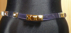 Orciani Thin Pyramid Shaped Studded Belt in Goldtone on Clear Strap