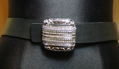 Orciani Swarovski Crystal and Silver Tone Buckle with Belt
