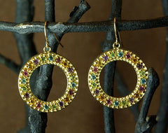 Emily and Ashley (Greenbeads) 14K Yellow Gold and Multi-gemstone Earrings
