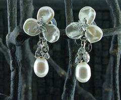 Siman Tu Pearl and Crystal Drop Earrings