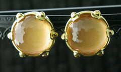 Steven Vaubel 18K Yellow Gold Vermeil and Peach Moonstone Clip Earrings