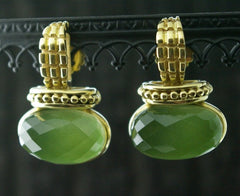 Steven Vaubel 18K Yellow Gold Vermeil Earrings with Peridot Green Stone