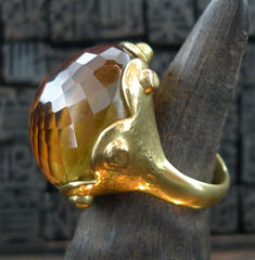 Steven Vaubel 18K Yellow Gold Vermeil Round Dome Stone Ring