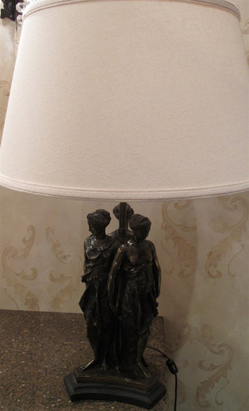 Bronze Figural Lamp of Three Graces after Canova