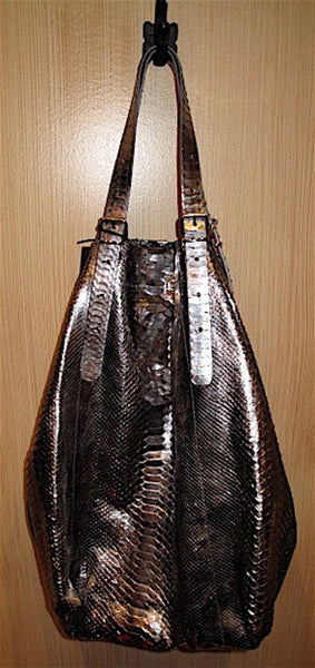 Jane August King's Road Tote in Silver Metallic  Python