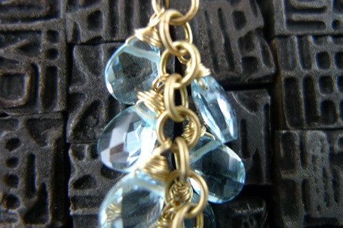 Talisman Unlimited Blue Topaz Pearvine Earrings in 14K Yellow Gold