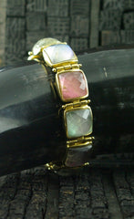Steven Vaubel 18K Yellow Gold Vermeil Bracelet with Square Pink and Blue Stones