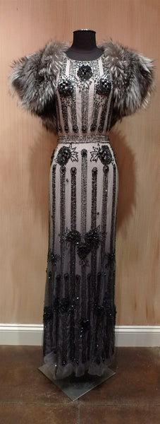 Jenny Packham Art Deco Black/Ivory Beaded Gown
