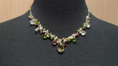 Talisman Unlimited 14K Yellow Gold Pink and Green Tourmaline Mixed Stone Necklace with Pearls