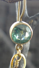 Extasia Green Stone, Grey Pearl, and Acorn Charm Earrings