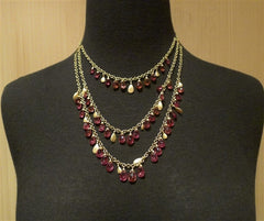Talisman Unlimited 18K Yellow Gold and Fine Pink Tourmaline Briolette Three Strand Cascading Necklace