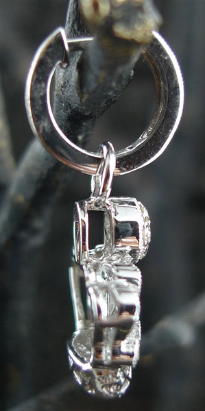 14K White Gold and Diamond Crown Huggie Earrings