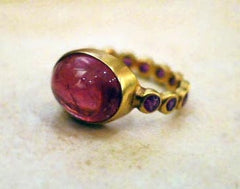 Mazza Pink Tourmaline and Pink Sapphire Ring in 18K Yellow Gold