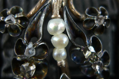 Antique Georgian Rose Cut Diamond and Pearl Earrings