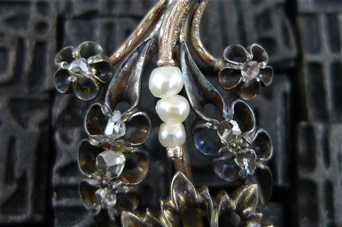 Antique Georgian Rose Cut Diamond and Pearl Earrings