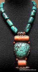 Coral and Turquoise Tribal Necklace