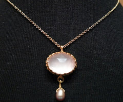 Becky Kelso 14K Yellow Gold and Pink Quartz Pearl Necklace