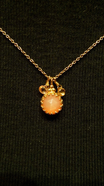 Becky Kelso Peach Moonstone Necklace 14K