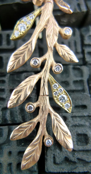 Jamie Wolf Vine Diamond Earrings in 18K Rose and Yellow Gold
