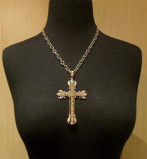 Loree Rodkin Large Vatican Cross in 18K Yellow Gold with Fancy Colored and White Diamonds