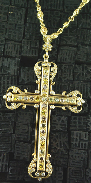 Loree Rodkin Large Vatican Cross with Fancy Colored and White Loree Rodkin Large Vatican Cross with Fancy Colored and White