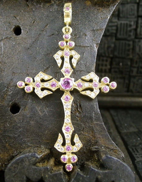 Loree Rodkin 18K Yellow Gold Big Angel Pink Sapphire and