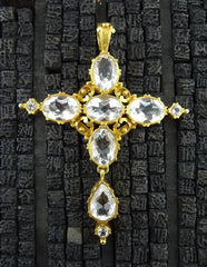 Julie Baker Large Crystal and 18K Yellow Gold Cross Pendant