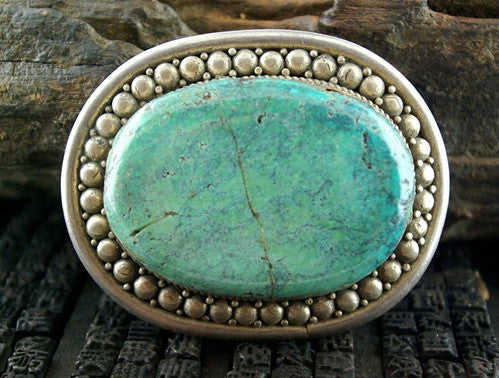 Antique Sterling Silver and Turquoise Zanzibar Buckle