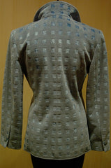 Quadrille Custom Hacking Jacket in Silk Velvet - Blue Squares