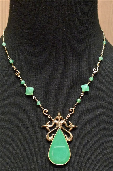 One-of-a-Kind Chrysophrase and 18K Yellow Gold Necklace