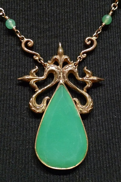 One-of-a-Kind Chrysophrase and 18K Yellow Gold Necklace