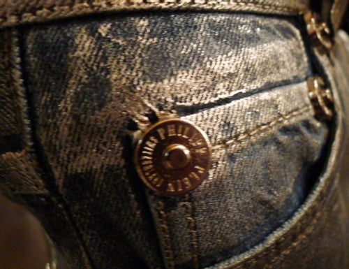 Philipp Plein Silver Coated Star Jeans