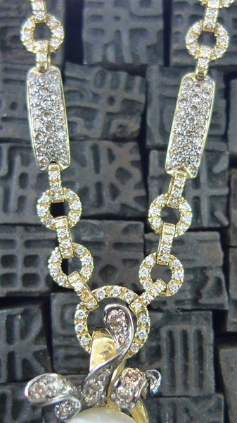 Robert Wander Chocolate and White Diamond Link  Necklace in 18K Yellow Gold