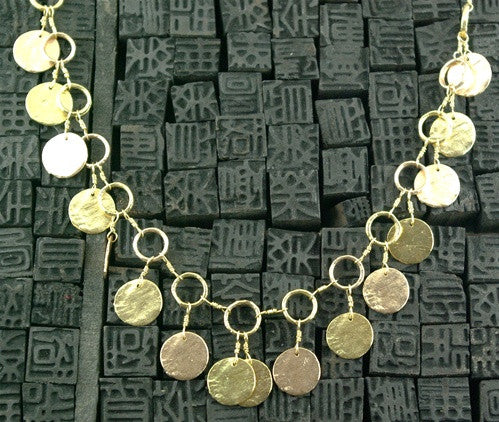 Dominique Cohen Coin Fringe Necklace in 18K Yellow and Rose Golds