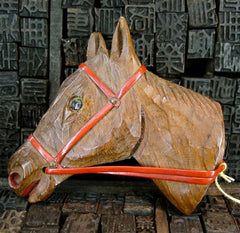 Vintage Estate Carved Wooden Horse Head Brooch/Pin
