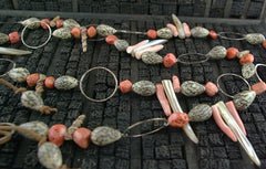Melissa Joy Manning Hand Made Sterling Silver Coral and Shell Necklace